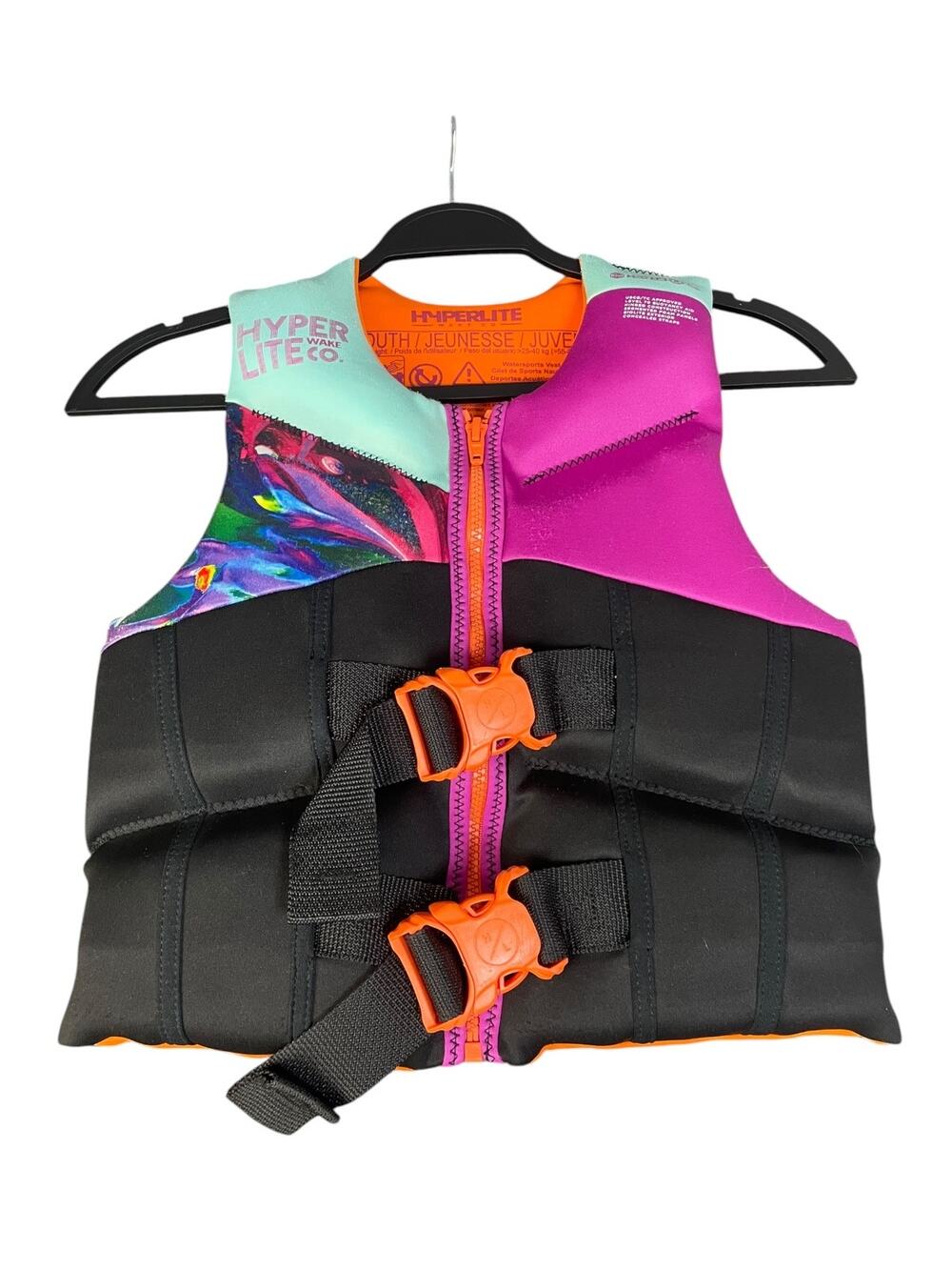 Hyperlite Youth Girls Black/Pink 55-88 lbs Water Sports Boating Life Vest